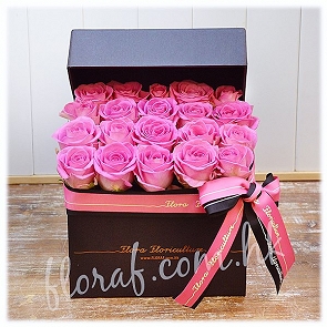 FD-R33-20  香港盒裝玫瑰花店 - 粉玫瑰花盒 